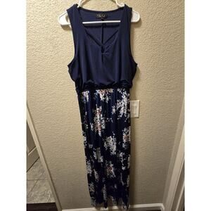 Trixxi Sleevless Floral Maxi Dress Navy Size XL